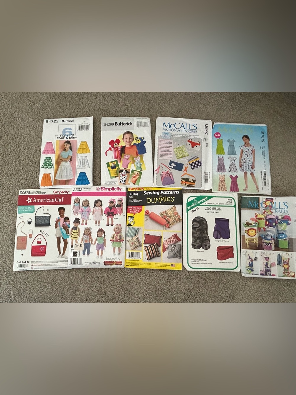 Assorted Kids Sewing & Doll Patterns - Multi Pack. Most unopened.